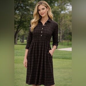 NWT Flyshacker Plaid Midi Dress | Size Small | Button Front